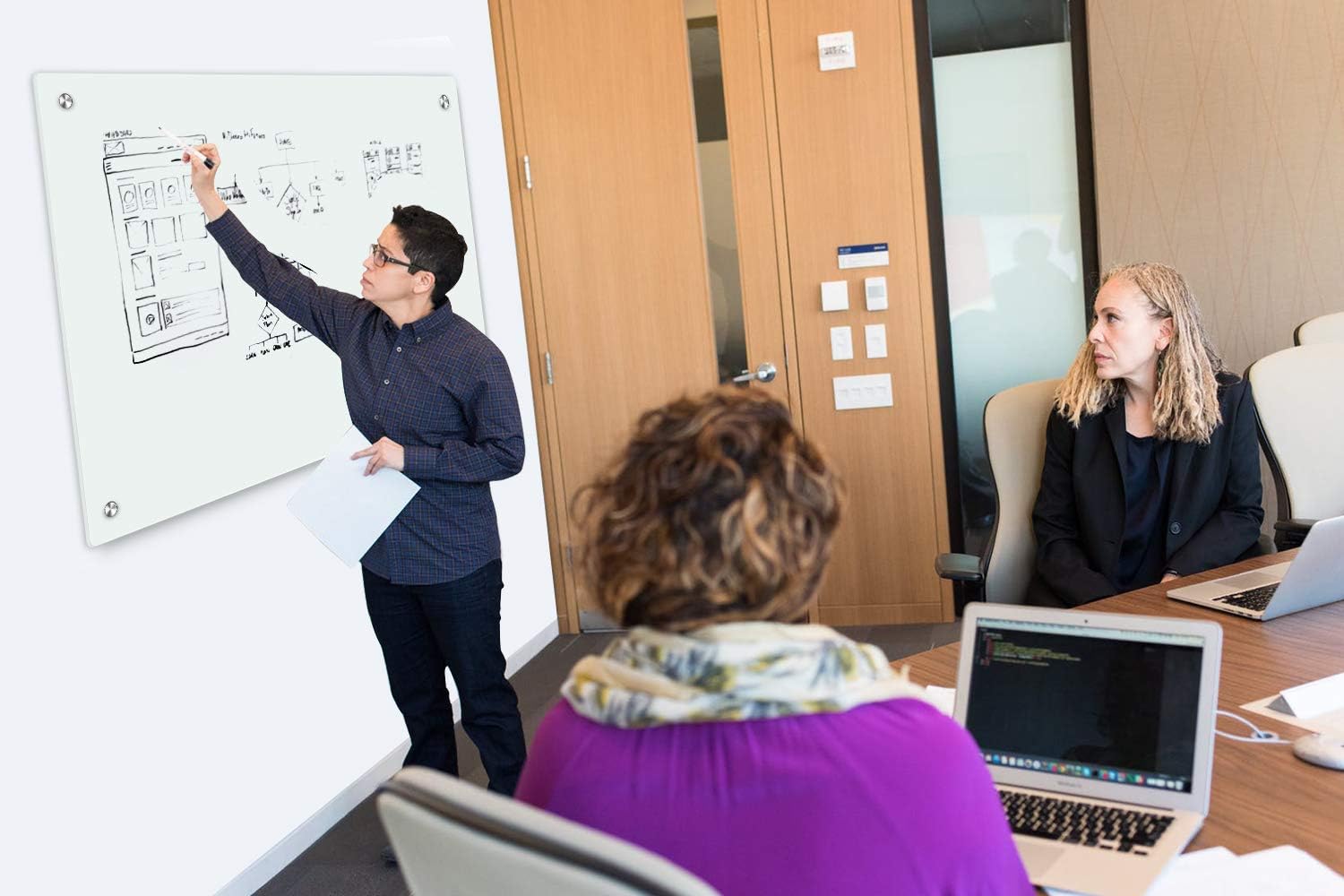 Glass Whiteboard, Dry Erase Glass Magnetic White Board 4' x 3' ,White Surface