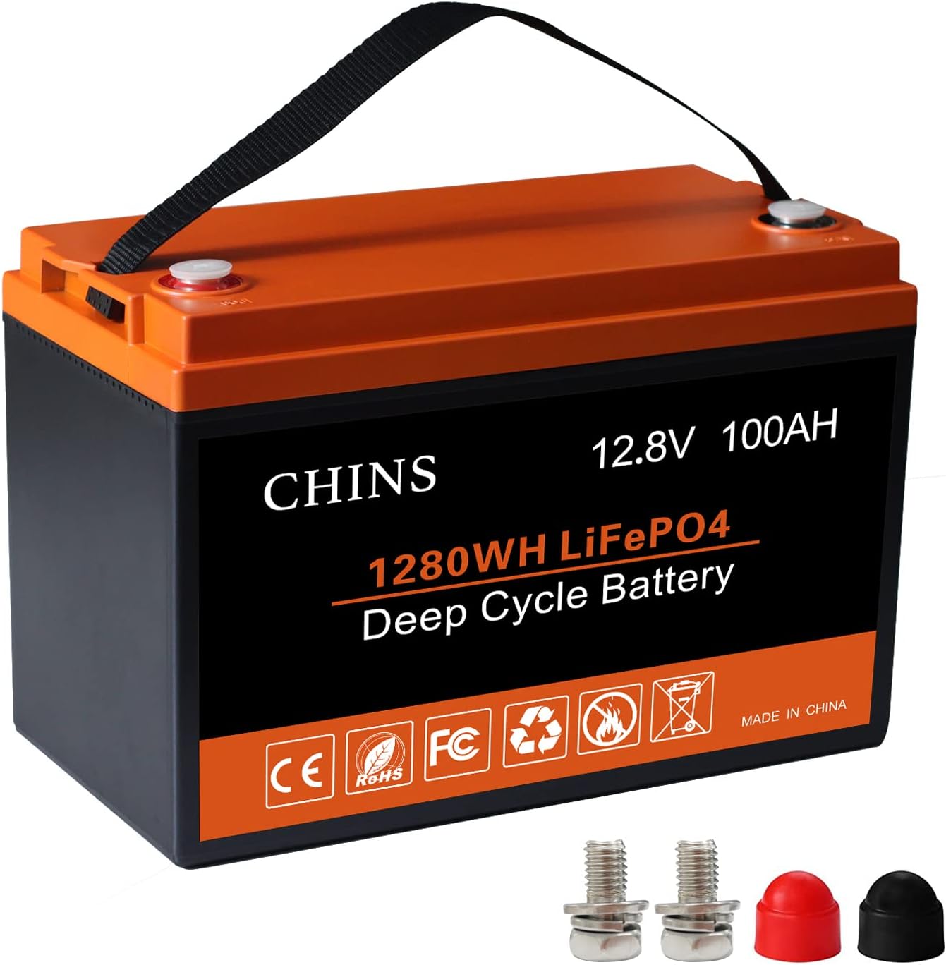 CHINS LiFePO4 Battery 12V 100AH Lithium Battery - Built-in BMS, 2000-4000 Cycles, Perfect for Home Energy Storage, Off-Grid
