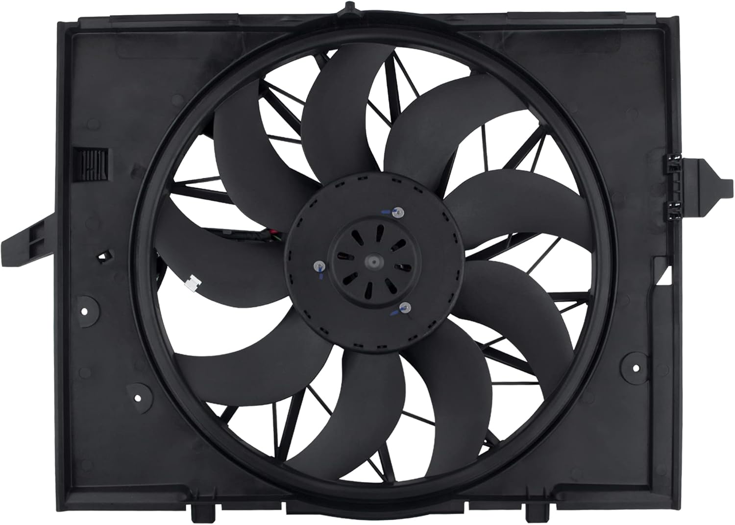 BOXI Engine Cooling Fan Assembly Replacement for BMW E60 525 530 545 645 / for BMW E65 750 (Replace 17427543282 17427514181)