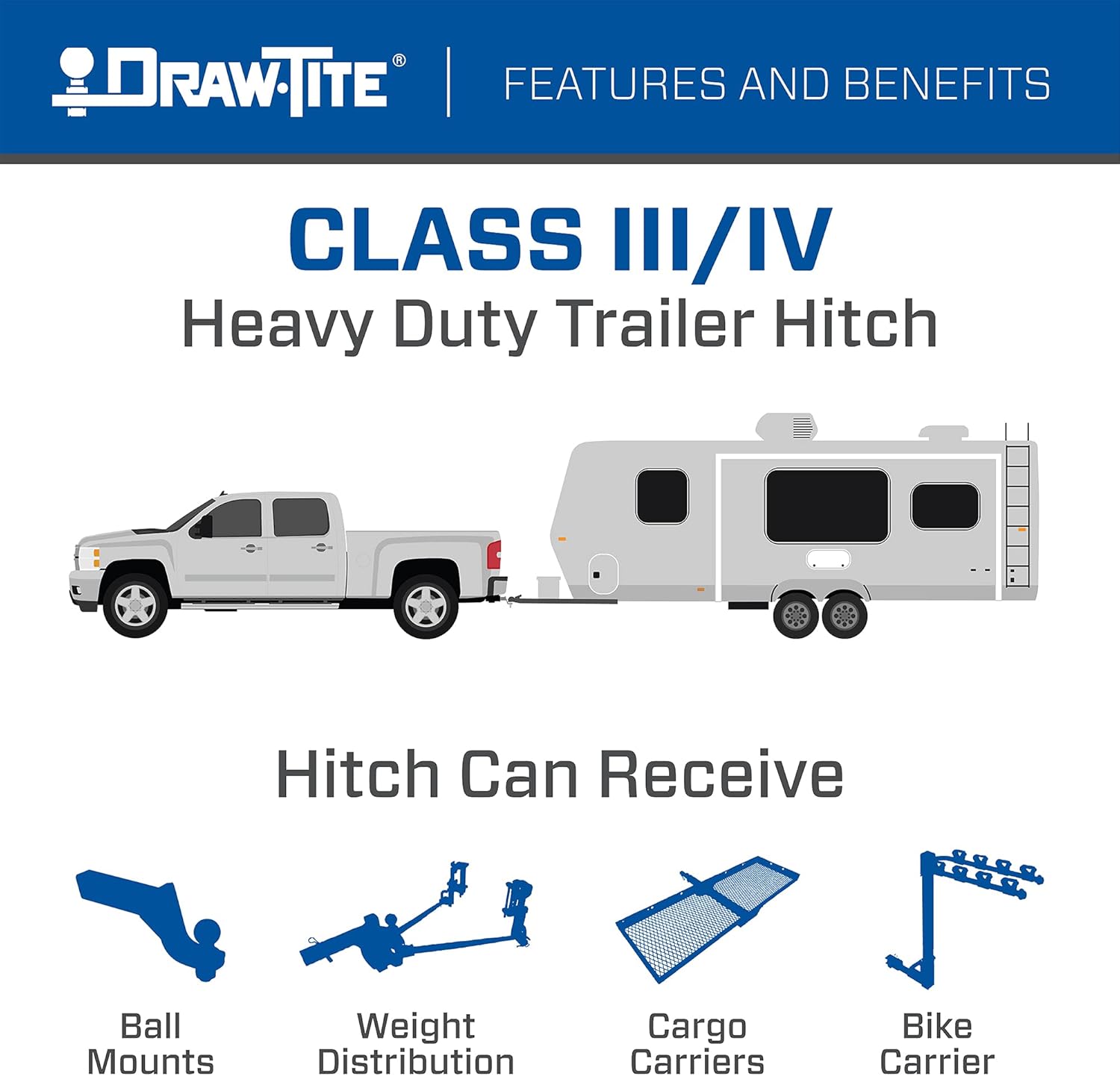 Draw-Tite 76050 Class 3 Trailer Hitch, 2 Inch Receiver, Black, Compatible with 2014-2021 RAM ProMaster 3500