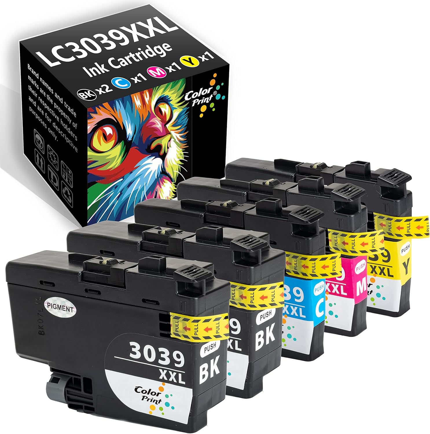 5-Pack ColorPrint Compatible LC3039 Ink Cartridge Replacement for Brother LC3039XXL LC-3039 XXL LC3037 LC-3037 Work with MFC-J5945DW MFC-J5845DW MFC-J6545DWXL MFC-J6945DW Printer (2 BK, 1C, 1M, 1Y) Pack of 2