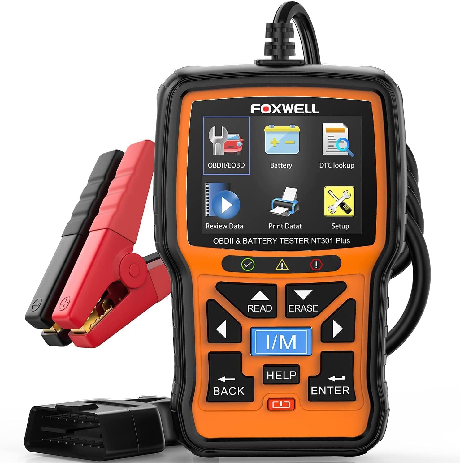 FOXWELL NT301 Plus OBD2 Scanner with 12V Battery Tester, 2 in 1 Enhanced OBDII Check Engine Code Reader Scan Tool