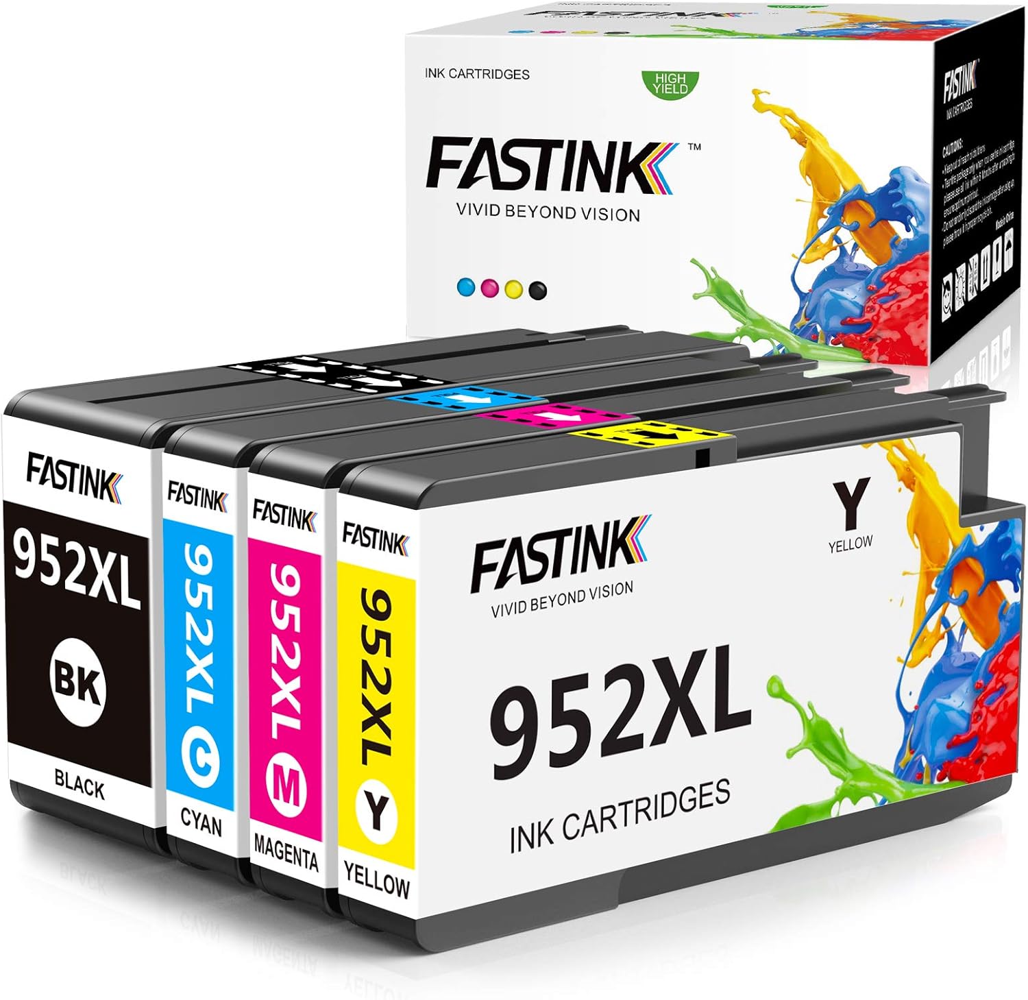 FASTINK Compatible Ink Cartridge Replacement for HP 952 XL 952XL for OfficeJet Pro 8710 8210 8715 7740 7720 8720 8730 8740 8702 8216 8725 8700 8200 Printers (2 Black 1 Cyan 1 Magenta 1 Yellow) Pack of 2