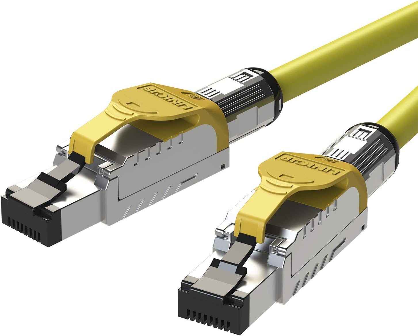 LINKUP – [40Gbps Certified] Cat8 Ethernet Patch Cable Double Shielded┃2000MHz (2GHz) Cat8.1┃Future Proof LAN Wires Compatible with Cat7A, Cat7, Cat6A, 25G, 10G, 1G Network [Yellow] - 50ft (15M) Pack of 2