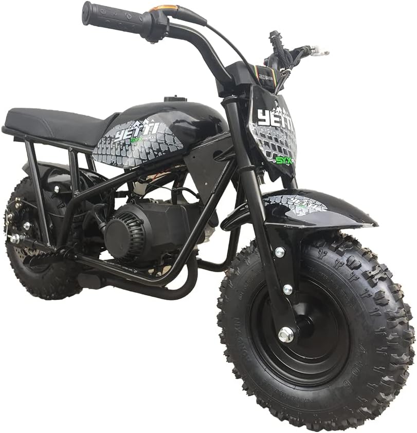 SYX MOTO 50cc Mini Dirt Bike Yetti Kids Gas Power Motorcyle Pit Bike, BLACK