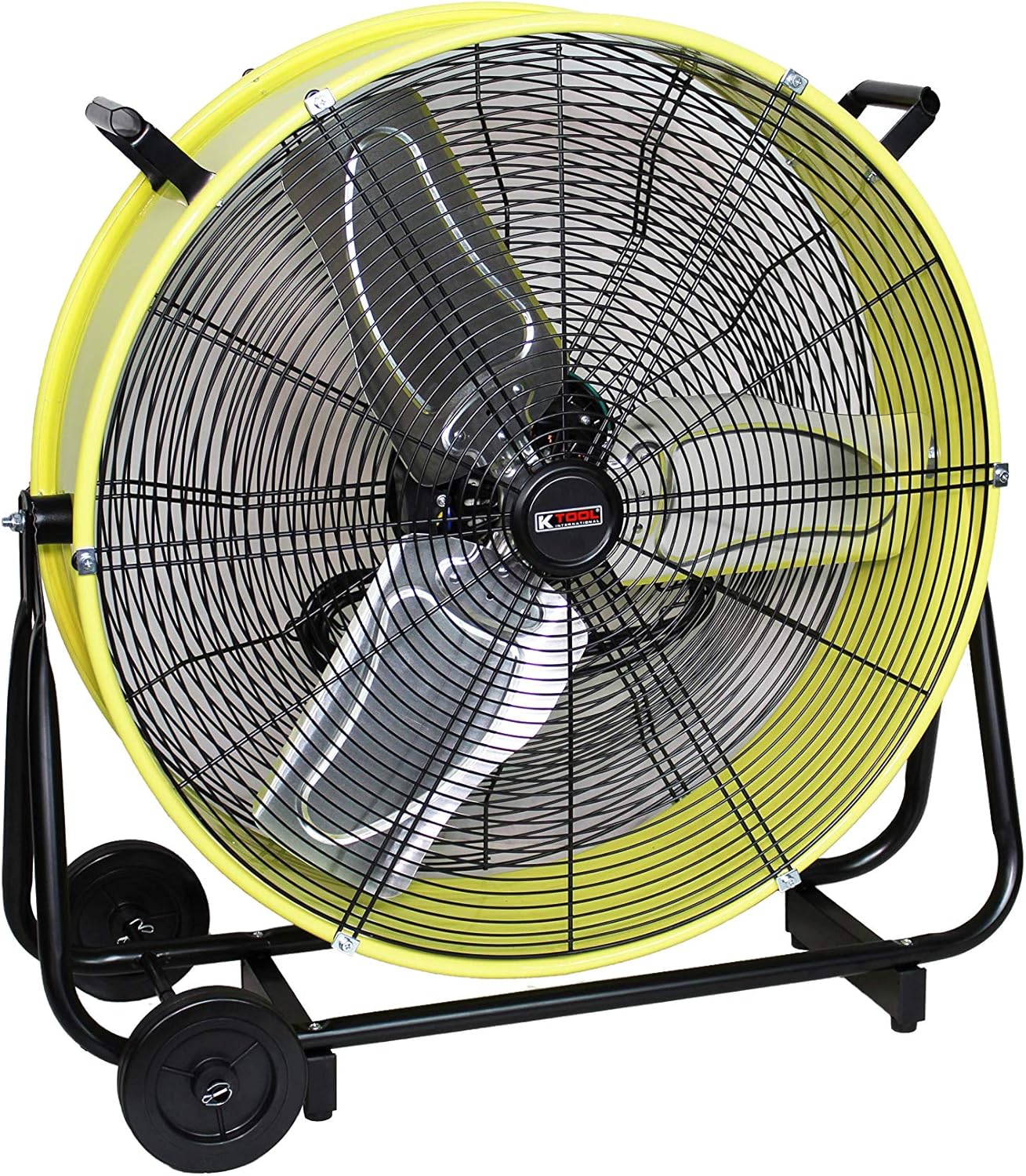 K Tool International 24 Inch Direct Drive Fan Tilting High Velocity Heavy Duty Drum 2 Speed Air Circulator Industrial Commercial Residential SAFETY Yellow