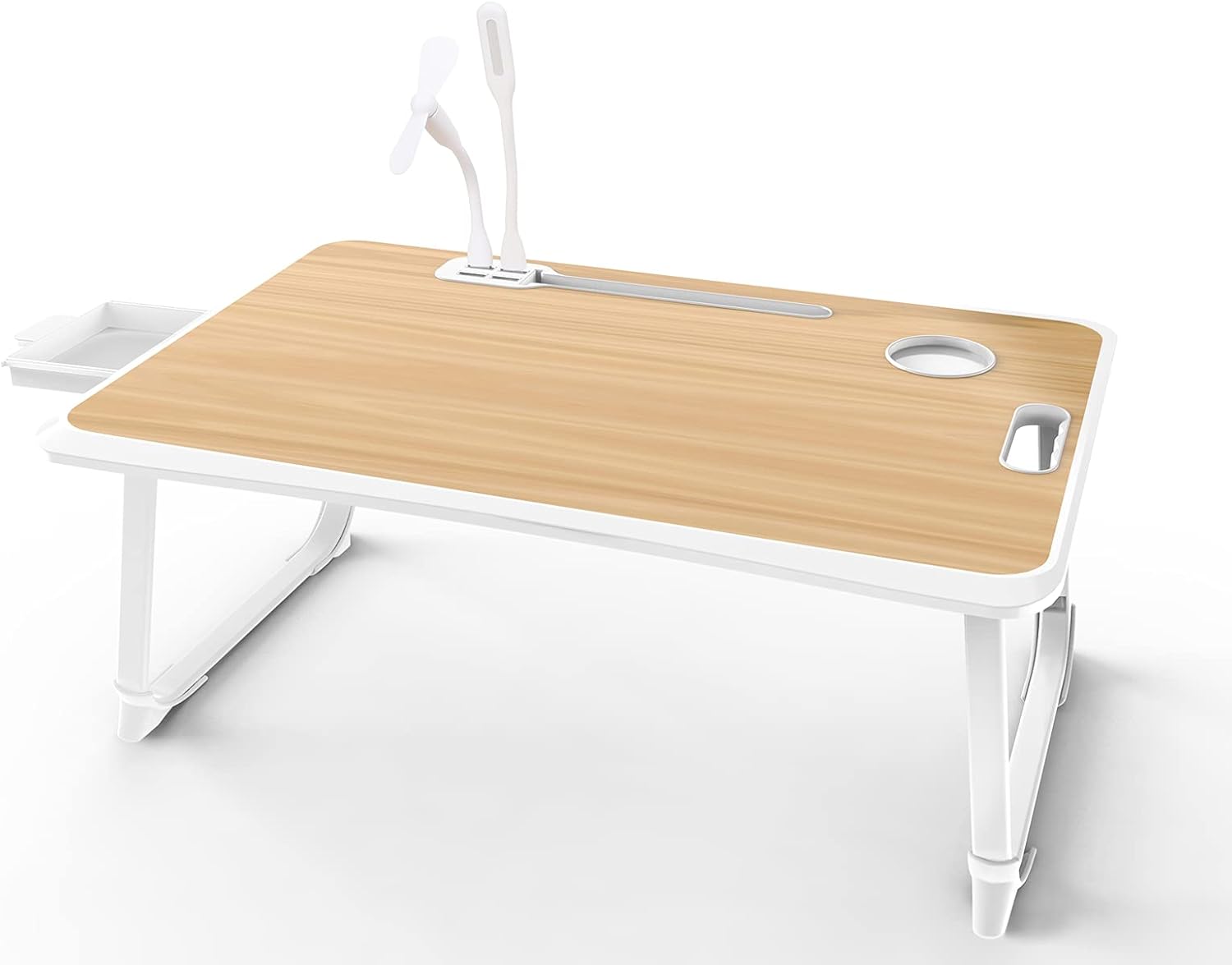 Tiovo Laptop Bed Desk Tray, Lap Desk for Bed 4 USB Ports Laptop Stand Bed Lap Table Tray with Foldable Legs Storage Drawer for Home Bed Couch Floor, Gray Pack of 2