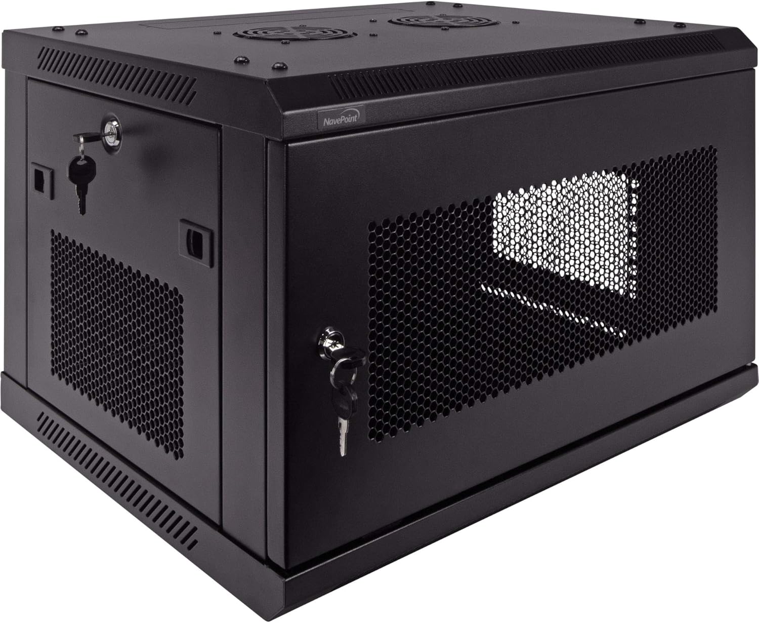 NavePoint 6U Deluxe IT Wallmount Cabinet Enclosure 19-Inch Server Network Rack with Locking Perforated Door 16-Inches Deep Black