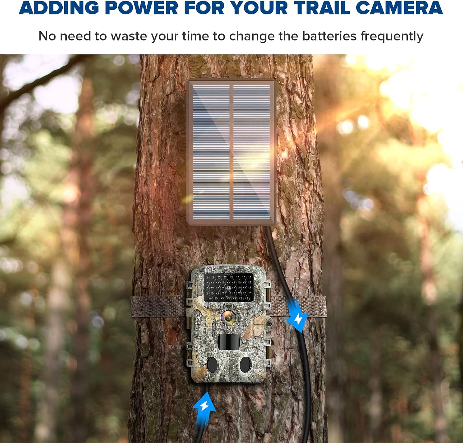 HAWKRAY Trail Camera Solar Panel, Dual Male Connector Waterproof Solar Power Charger Kit 6V-12V Built-in 5200 Rechargeable Lithium Battery for Trail Game Camera Hunting Accessory Pack of 2