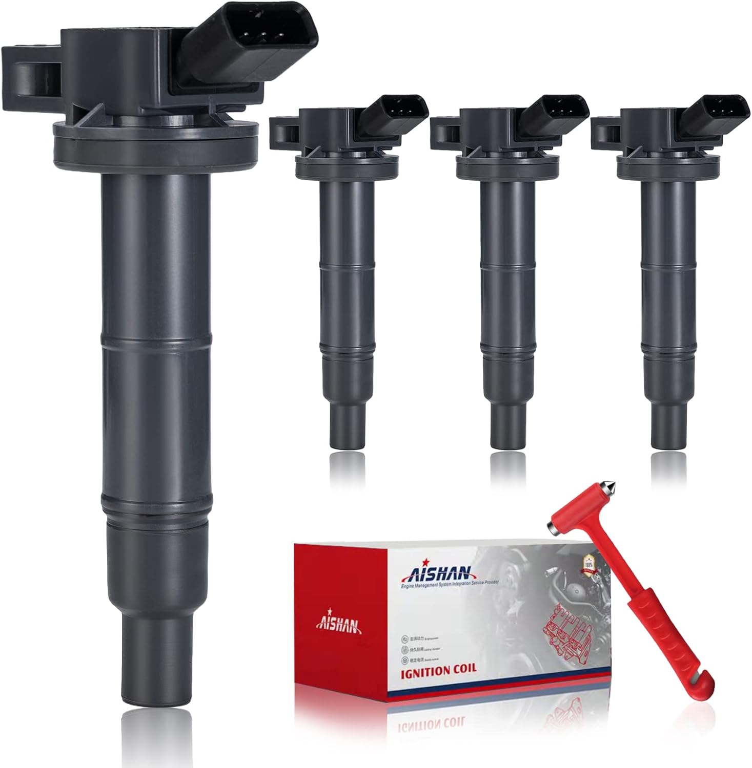 AISHAN Set of 4 Ignition Coil Pack Compatible with 2001-2012 Camry Corolla RAV4 Solara Highlander HS250h TC xB 2.0L 2.4L L4| Replace#UF333 Pack of 2