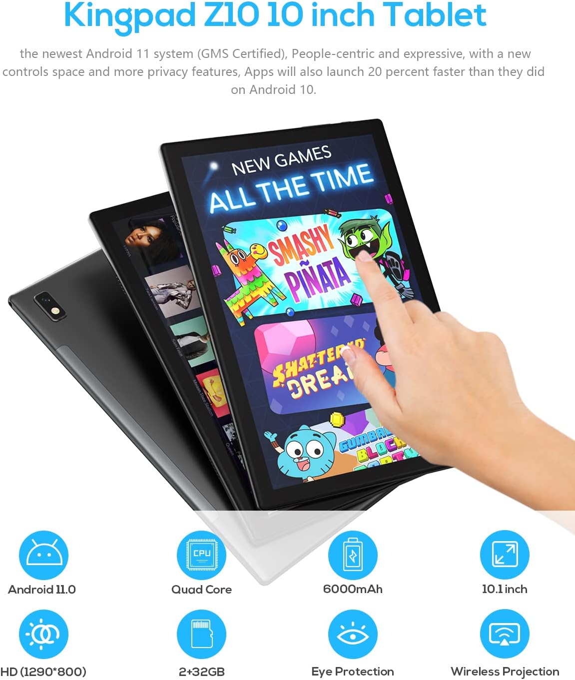 10 inch Tablet Android 11 Go, Vastking Kingpad Z10 SE, Quad-Core Processor, 2GB RAM 32GB ROM, 8MP Rear Camera, 10