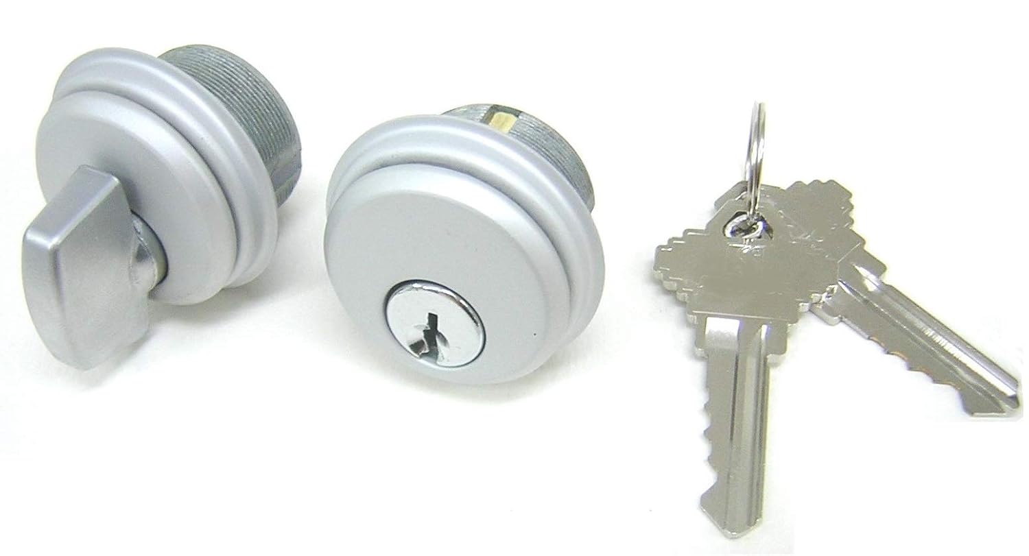 McAvory Storefront Door Commercial Mortise Lock Cylinder & Thumbturn, Adams Rite Style Cam, in Aluminum (2 Sets, Matching Keys) Pack of 2