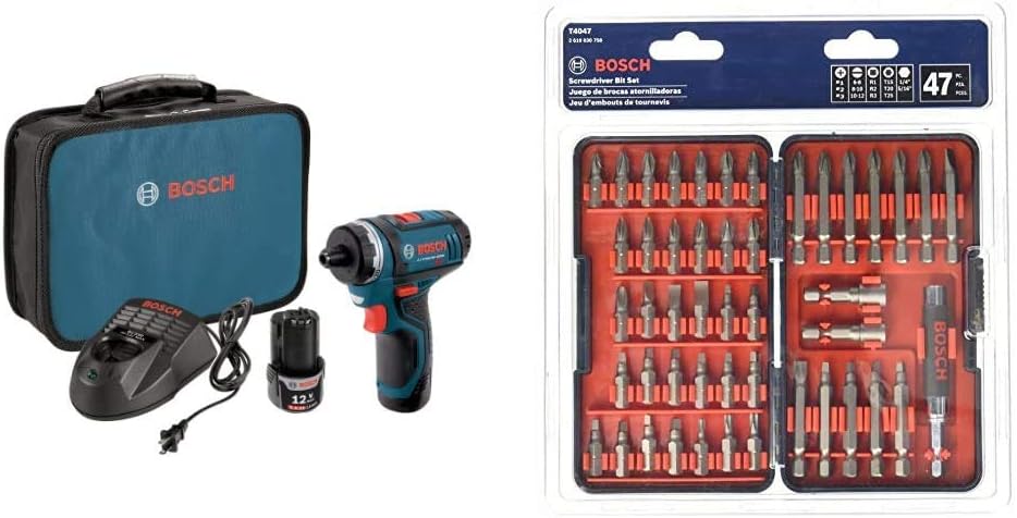 Bosch PS21-2A 12V Max 2-Speed Pocket Driver Kit with 2 Batteries, Charger and Case , Blue