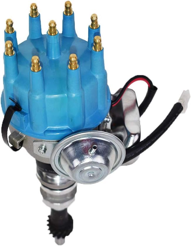 A-Team Performance - R2R Ready 2 Run Complete Distributor - Compatible with Small Block Ford SBF 351W Two-Wire Installation Blue Cap Pack of 2