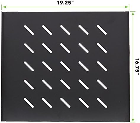 NavePoint 1U 19-Inch Fixed IT Network Cabinet Shelf for 600mm Depth Cabinet Enclosure Vented Black Pack of 2