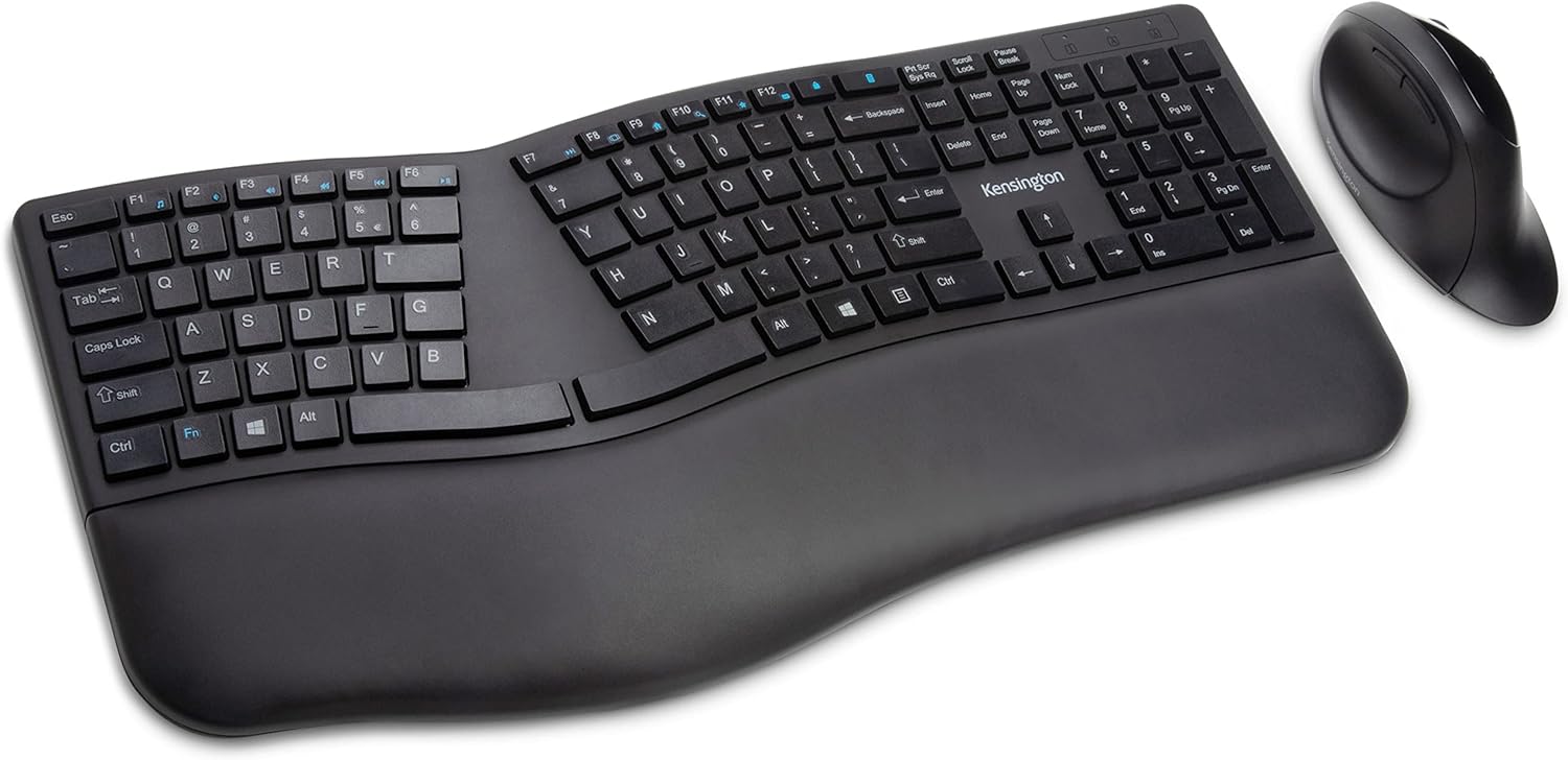 Kensington Pro Fit Ergonomic Wireless Keyboard - Black (K75401US) Pack of 2