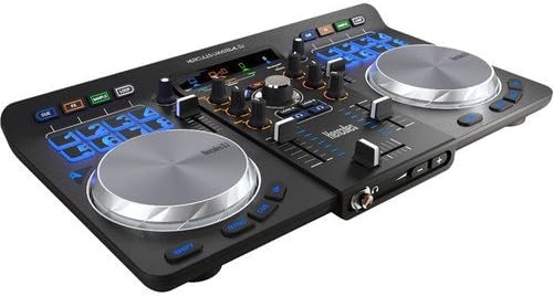 Hercules Universal DJ Bluetooth DJ Software Controller with R100 Stereo Headphones & Mini Male to Stereo Mini Male Cable (Black) 3'