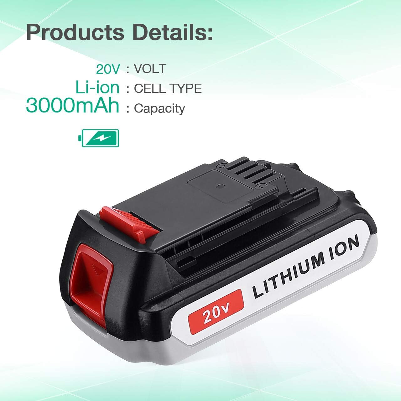 FirstPower 3.0Ah LBXR20 Battery 2Packs - Compatible with Black & Decker 20V Max Li-ion Cordless Tool + LCS1620 20V Charger for Black & Decker 20V Lithium Battery Pack of 2