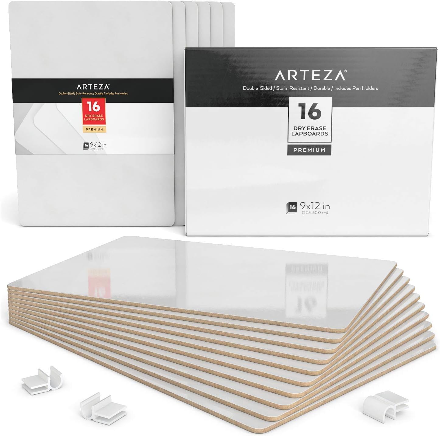 Arteza Dry Erase White Board 9x12 Inch, Bulk Set of 32 Lapboards, Double Sided Dry Erase Whiteboards, Office & School Supplies for Teachers, Students, Home and Office Work Pack of 2