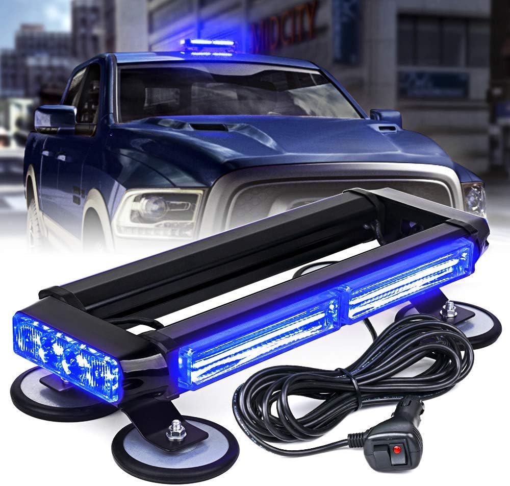 Xprite White Amber COB LED Strobe Rooftop Flashing Light Bar Double Side Hazard Warning Beacon Lights w/Magnetic Base for Emergency Safety Vehicles Tow Trucks Cars Tractor Snowplow Pack of 2