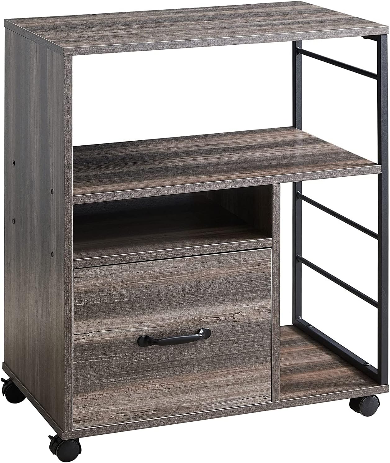 Mobile File Cabinet with Drawer, Printer Stand with Storage, Letter Size for Home Office(Retro Grey)