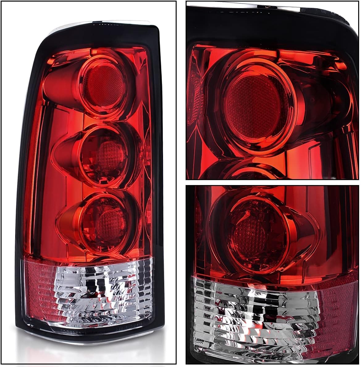 DWVO Compatible with 1999-2002 Chevrolet Silverado 1500/2500 2001-2002 Chevrolet Silverado 3500 Black Housing Replacement Headlights + Red Lens Taillights Combo