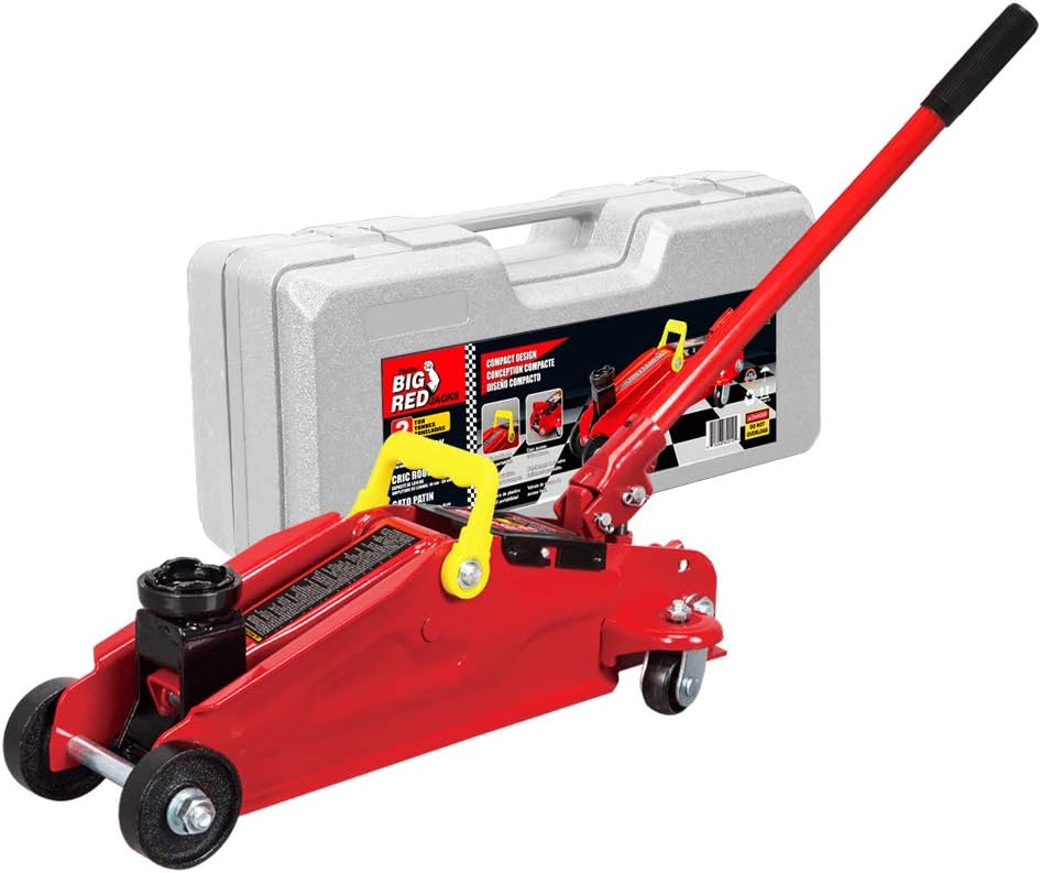 BIG RED T825013S1 Torin Hydraulic Trolley Floor Service/Floor with Blow Mold Carrying Storage Case, 2.5 Ton (5,000 lb) Capacity, Red Pack of 2