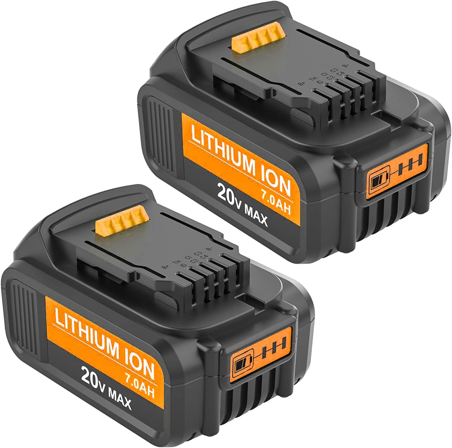 2 Packs Amsbat 7.0Ah DCB207 Battery Compatible with Dewalt 20V Battery Max Lithium DCB200 DCB201 DCB203 DCB204 DCB205 DCB206 Pack of 2
