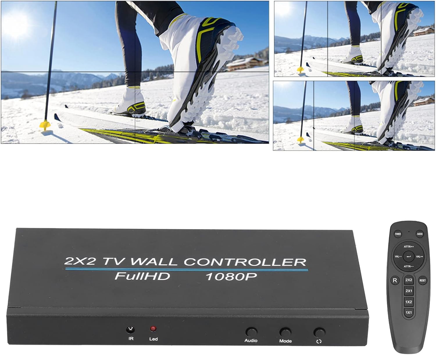 LED Video Wall Controller, 1080P Screen Splicing 2X2 HDMI Video Image Processor, 4 HDMI Output Support Splicing 2X2/1X2/1X3/1X4