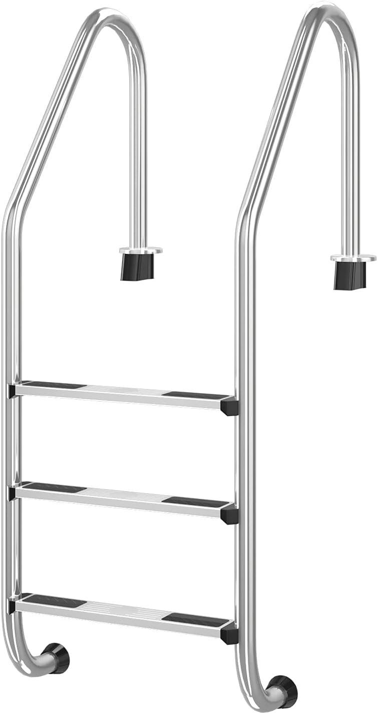 Goplus Swimming Pool Ladder for In Ground Pools Heavy Duty 3-Step Stainless Steel Pool Step Ladder with Easy Mount Legs, Weight Capability 330 lbs