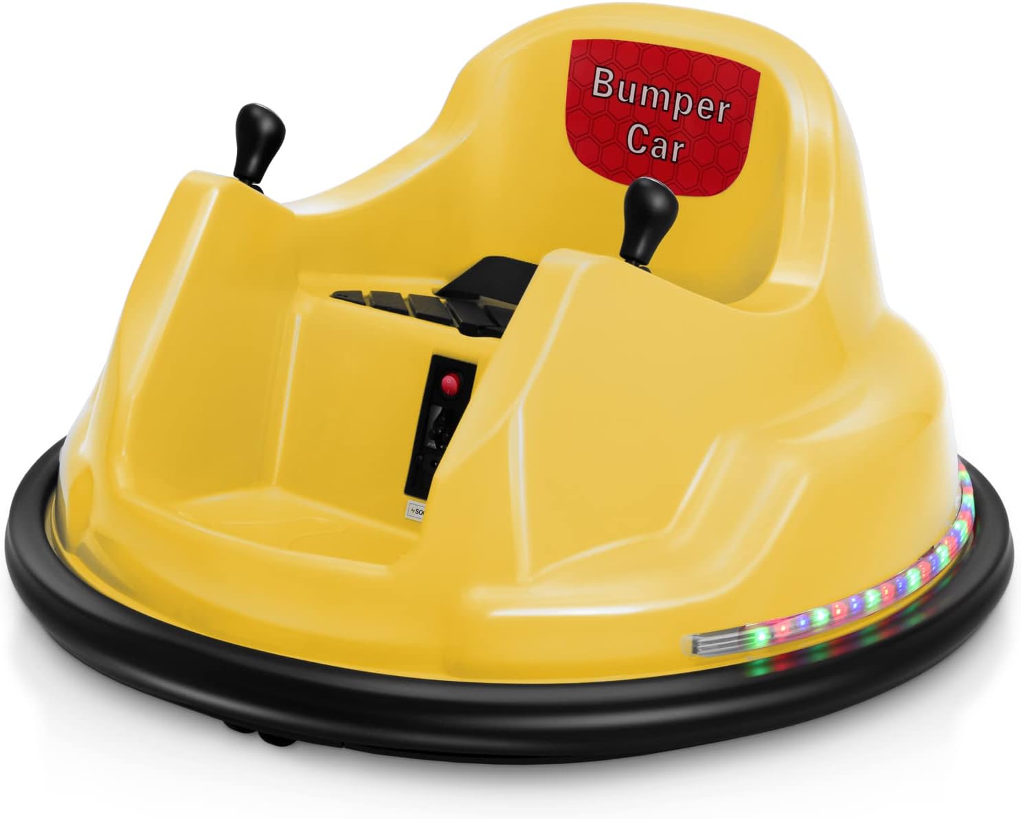 BROAGE Kids Race Toy 6V Electric Ride On Bumper Car Vehicle Remote Control 360 Spin DIY Numbers 00-99 ASTM-Certified Yellow