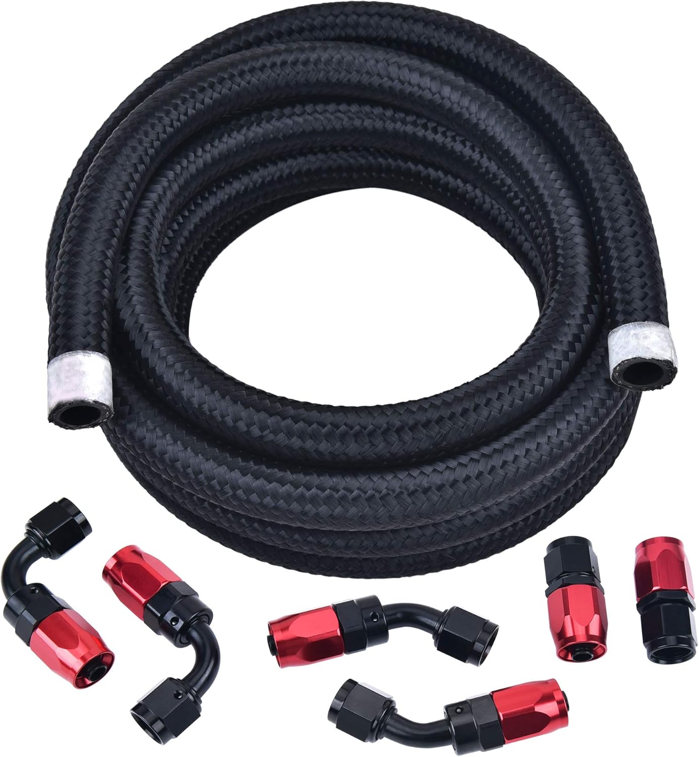 EVIL ENERGY 6AN Fuel Line Kit,Nylon Braided Fuel Hose CPE 10FT Black(11/32