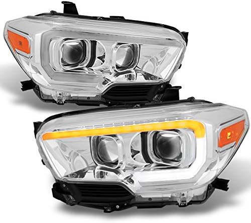 AKKON - For NEW Sequential LED Tube Design Smoked Lens 2016-2022 Toyota Tacoma SR/SR5 Square Projector Headlights