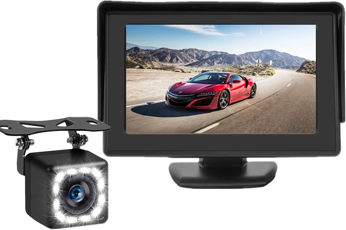 Wireless Backup Camera - 4.3 Inch Car Monitor Rear View Camera : FHD 1080P Waterproof Reversing Camera & Stable Digital Wireless Signal for Cars Van SUV Sedan Car MPV Pack of 2