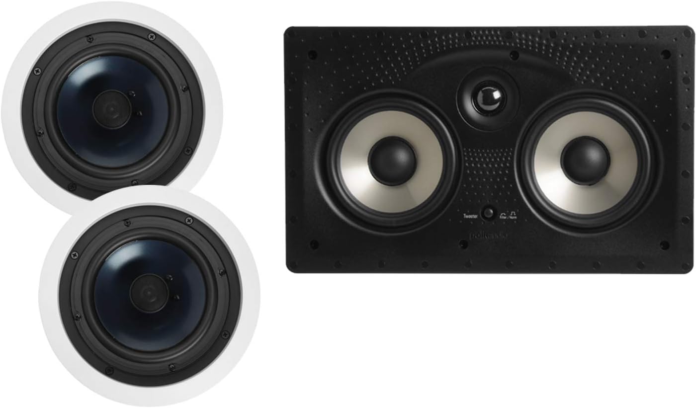 Polk Audio RC80i 8-inch Premium 2-way In-ceiling Speakers | Set of 2| PLUS PSW505 12-inch Powered Subwoofer | Upgrade your Home Theater Now!