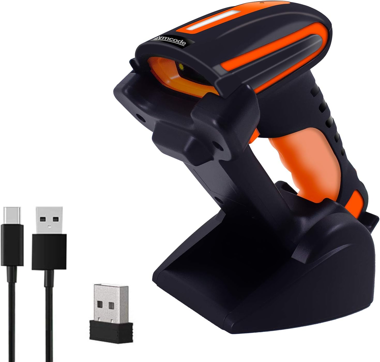 Symcode Bluetooth 2D QR Barcode Scanner with Stand,Industrial Dustproof and Waterproof 3 in 1 Compatible with Bluetooth & 2.4GHz Wireless & Wired Connection with Vibration Alert Pack of 2