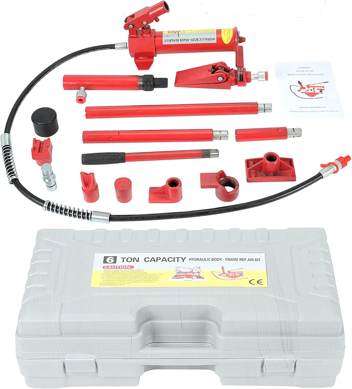 6 Ton Porta Power Hydraulic Jack 2M(78.7 inch) Auto Body Frame Repair Kit Lift Ram for Load Truck Bed Unloader Farm and Hydraulic Ram Equipment Construction
