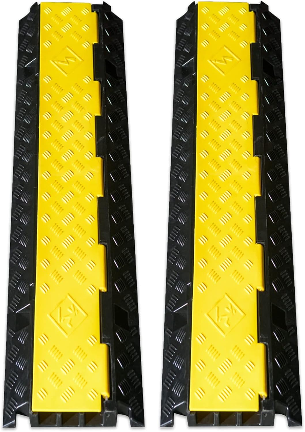 CXRCY Cable Ramp 2 Pack of 3 Channel PVC Rubber Cable Protector,44000lbs Capacity Heavy Duty Speed Bumps Hose Cord Protector Ramps for Wire/Hose/Pipe Hider Driveway &Indoor Pack of 2