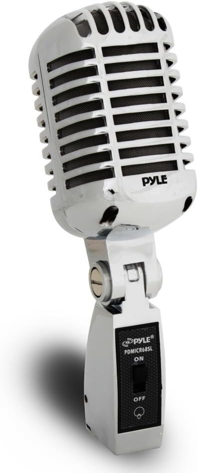 Pyle Classic Retro Dynamic Vocal Microphone - Old Vintage Style Metal Unidirectional Cardioid Mic with XLR Cable - Universal Stand Adapter - Live Performance Studio Recording - PDMICR68SL (Silver) Pack of 2