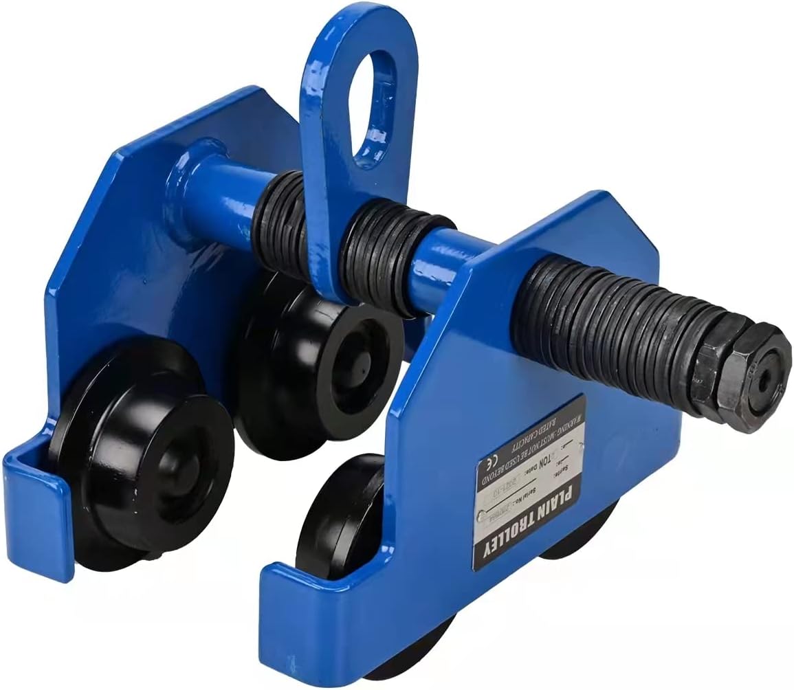 Manual Trolleys-Heavy Duty 2200LBS Capacity，Push Beam Trolley，2.1-6 in Adjustable Flange，Crane Lift Du Garage Hoist for Straight Curved I Beam Pack of 2