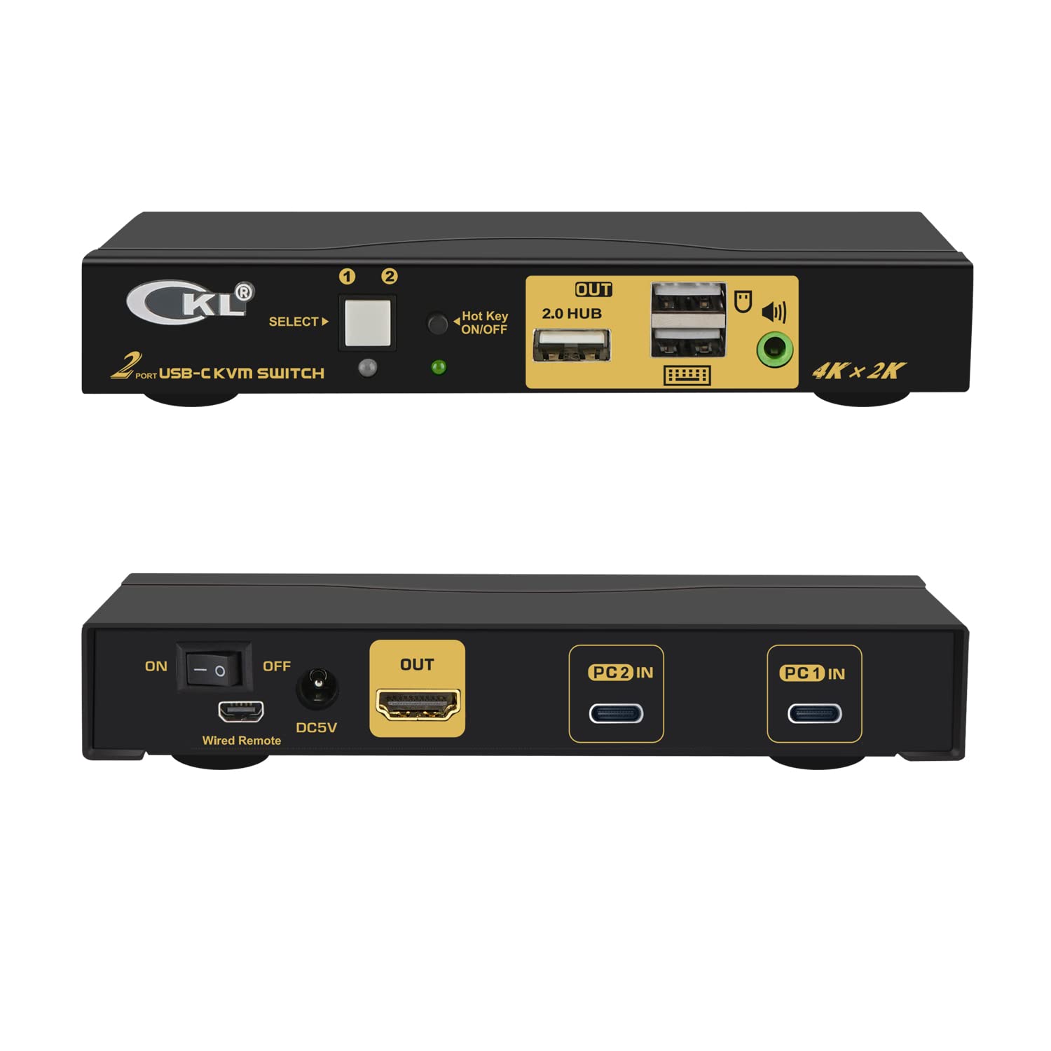 2 Port Dual Monitor KVM Switch HDMI 4K@60Hz YUV 4:4:4 with Audio Outputs and USB 2.0 HUB CKL-922HUA-2