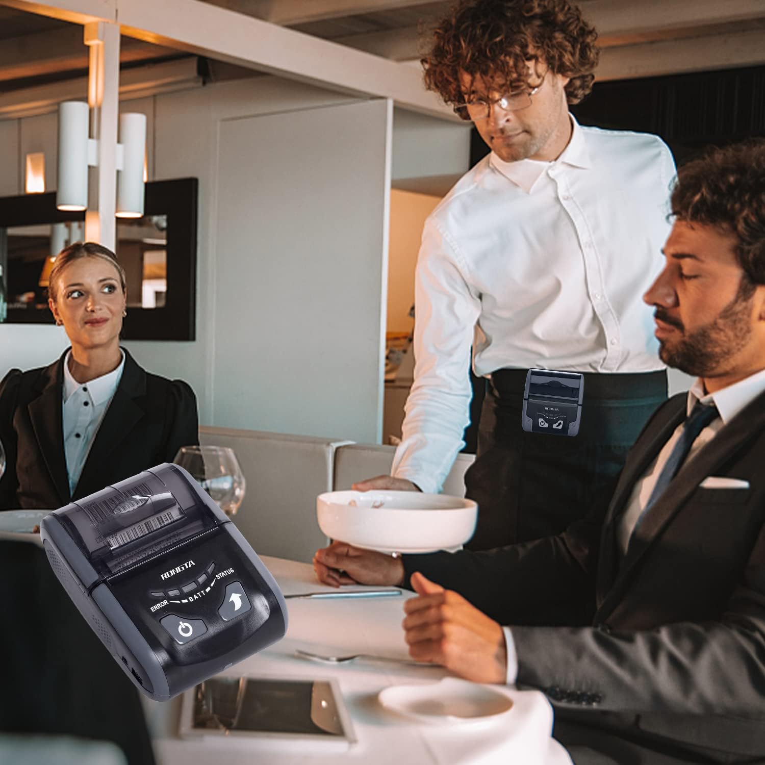 Rongta Portable Receipt Printer Mini 58mm Mobile POS Direct Thermal Printer with Bluetooth+USB, Compatible with iOS, Android, Windows, Do Not Square, RPP200 (Grey) Pack of 2