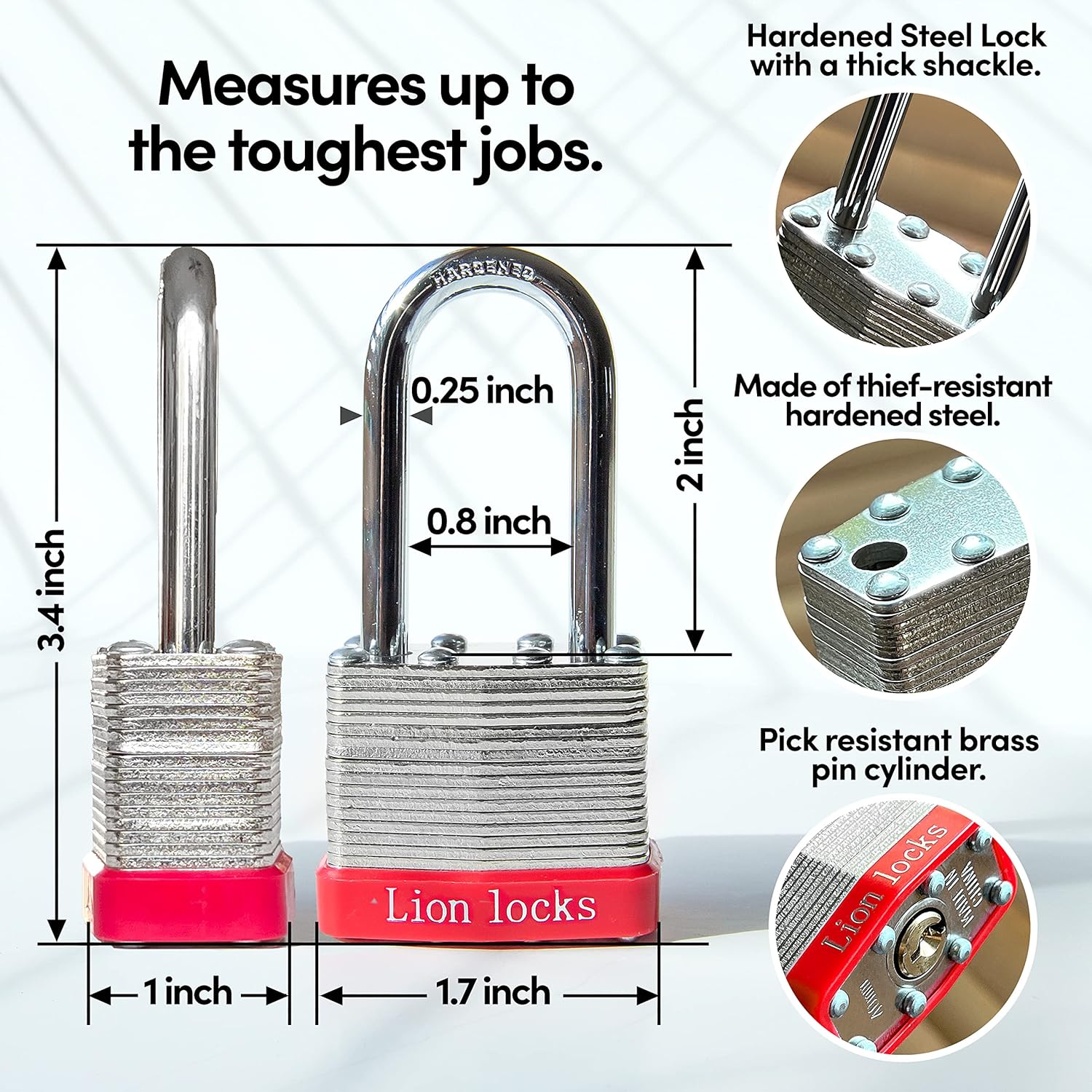 Lion Locks 24 Keyed-Alike Padlocks w/ 2” Long Shackle, 48 Keys, Hardened Steel Case, Pick Resistant Brass Pin Cylinder (24-Pack) for Hasp Latch, Shed, Fence, Gate Chain, Cable, Locker Lock, Gym Door Pack of 2