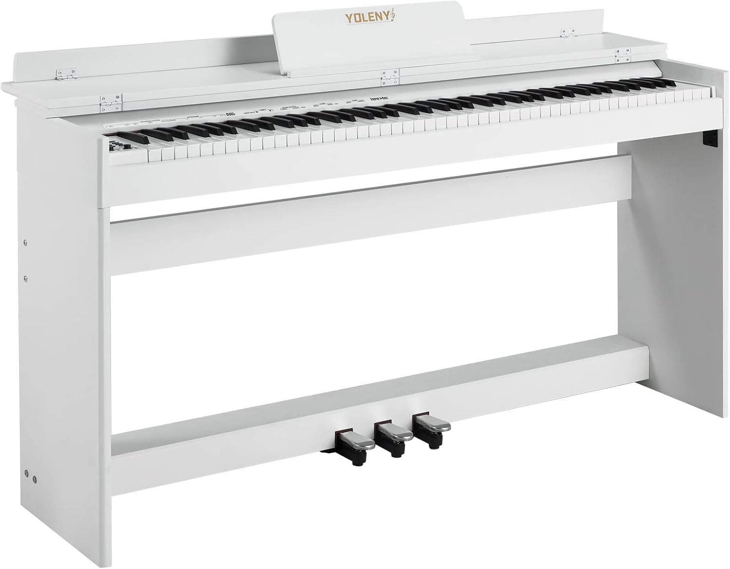 YOLENY 88 Key Weighted Digital Piano, Full-Size Responsive Hammer-Action Keyboard Electric Piano with Wooden Furniture Stand, Metal Pedal, 2x20w Speakers, for Beginners And Professionals, Home, White