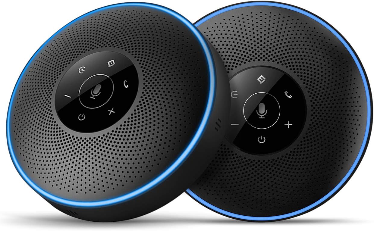Bluetooth Speakerphone -Daisy Chain/Use Alone up to 16 attendees, eMeet M220 Professional Wireless Speakerphone 360°Voice Pick-up 8 AI Noise Cancellation Mics Skype Speakerphone for Conference Calls…