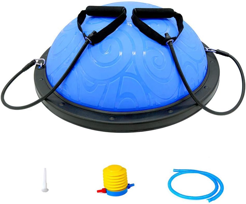 Ativafit Half Ball Balance Trainer with Straps Yoga Balance Ball Anti Slip for Core Training Home Fitness Strength Exercise Workout Gym Pack of 2