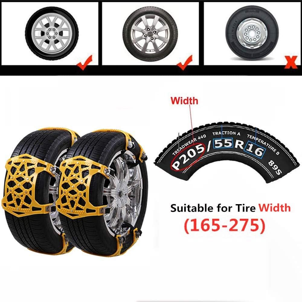 Soyond Snow Chains Car Anti Slip Snow Tire Chains Adjustable Anti-Skid Chains Car Tire Snow Chains for Car/SUV/Trucks Tire Width 6.4-10.9