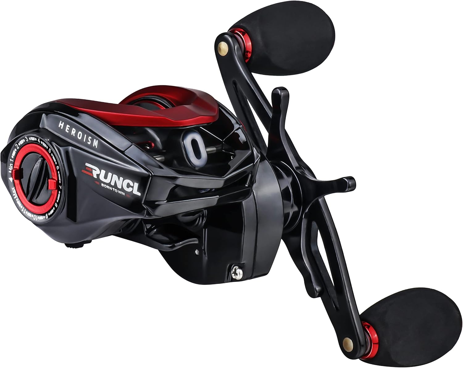 RUNCL Heroism Fishing Baitcasting Reels, 17.64LB Carbon Fiber Baitcasters, 7.3:1 Gear Ratio, 12 Levels Magnet Brake System, 7+1 BB, New Compact Design High-tech Innovation with Fish Bite Alarm System Pack of 2
