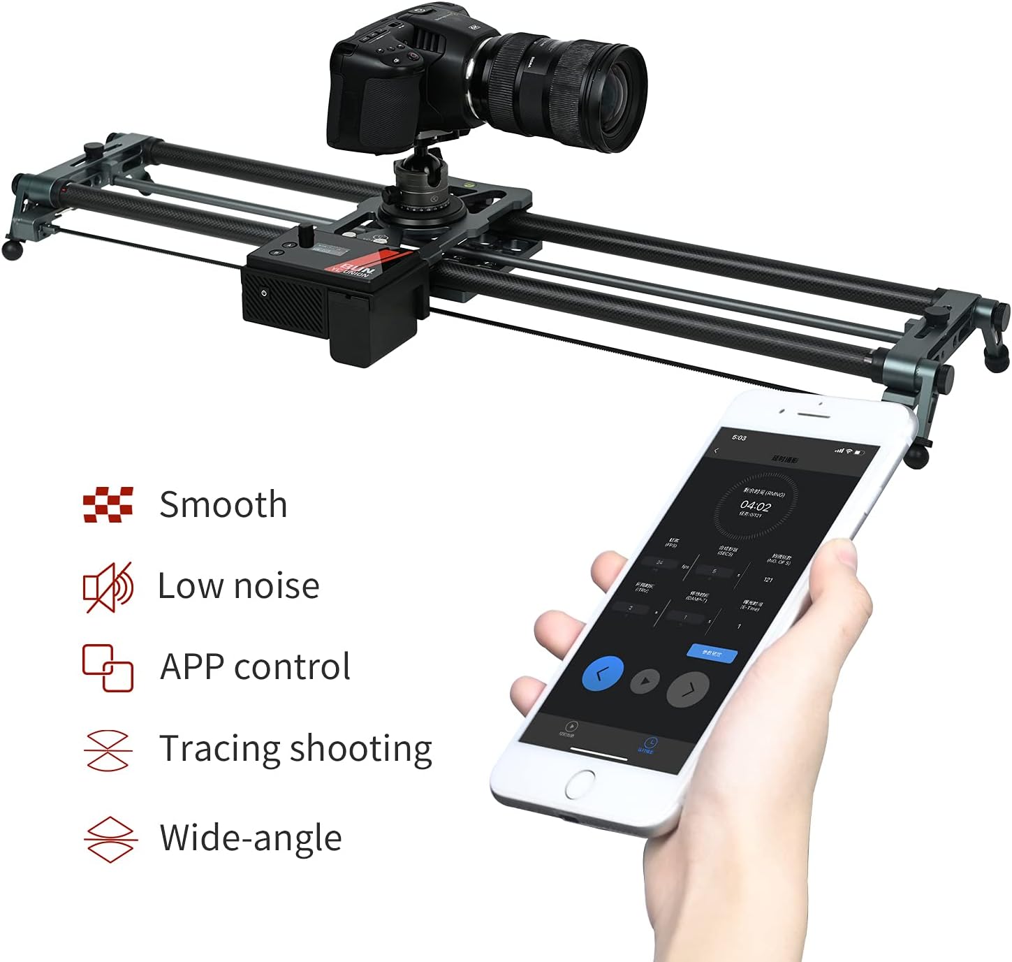 YC Onion Motorized Camera Slider 80cm/31'' APP Control Carbon Fiber Loads up to 20kg/ 44.09Lb horizontals Motor Time Lapse Video Camera DSLR Video Movie Photography Camcorder Stabili.
