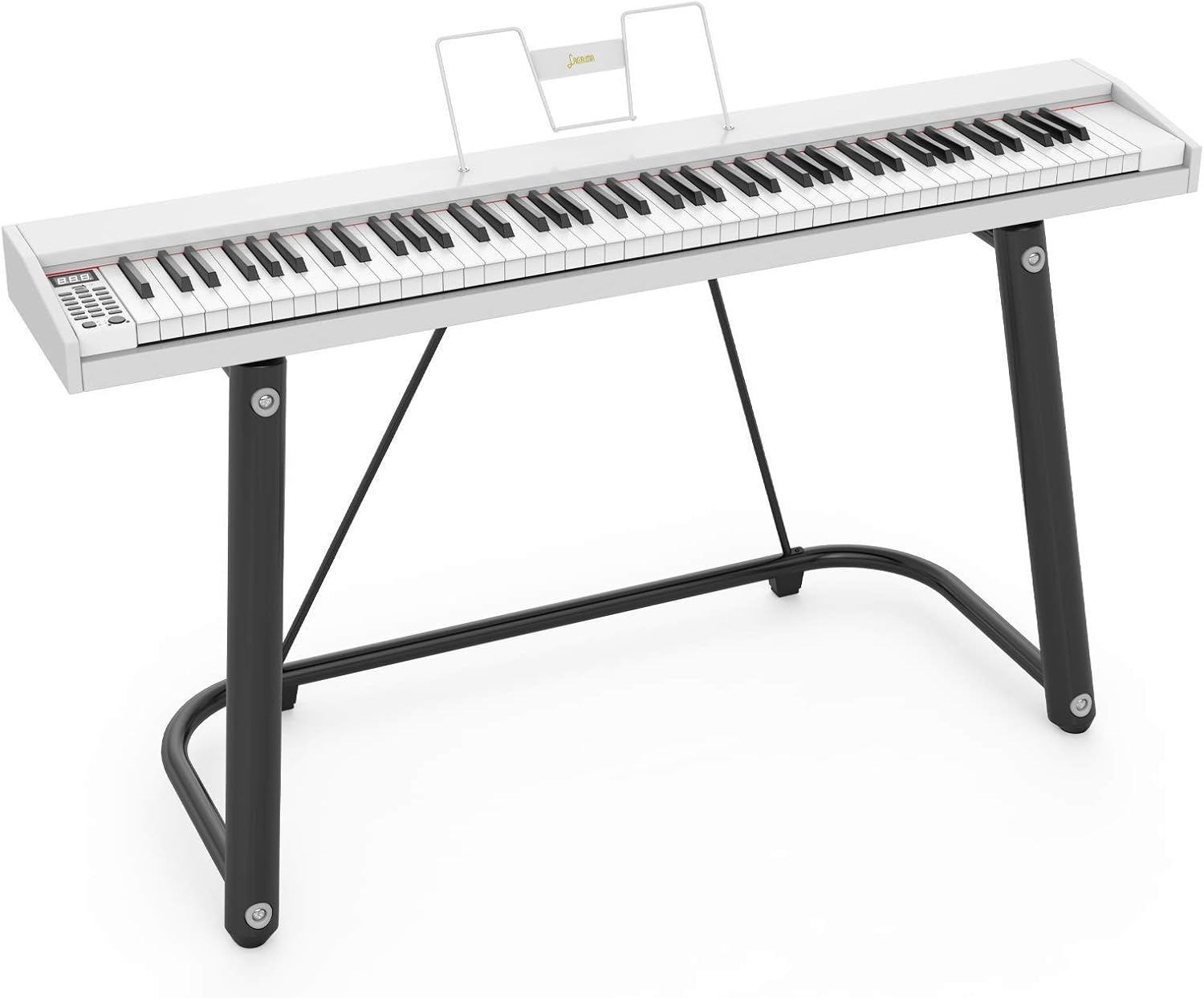 LAGRIMA LAG-610 Full Size Key Portable Digital Piano, 88 Key Electric Keyboard Piano with U Stand, Bluetooth, Sustain Pedal, Power Supply, Music Stand for Beginner/Adults, White